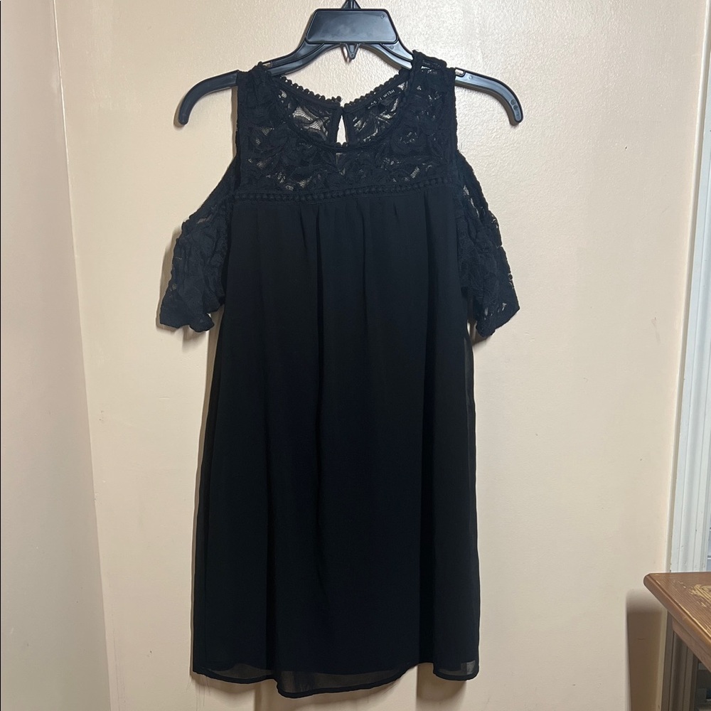 As U Wish Black Lace Top with Crochet Trim